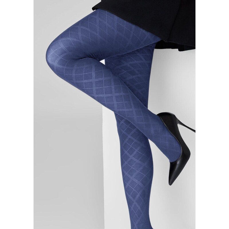 Pančuchy s výrazným žakardovým vzorom kosoštvorcov GRACE F02 Marilyn 67583014