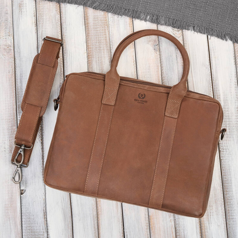 Paolo Peruzzi Pánska elegantná kožená taška cez rameno na notebook | 66211698