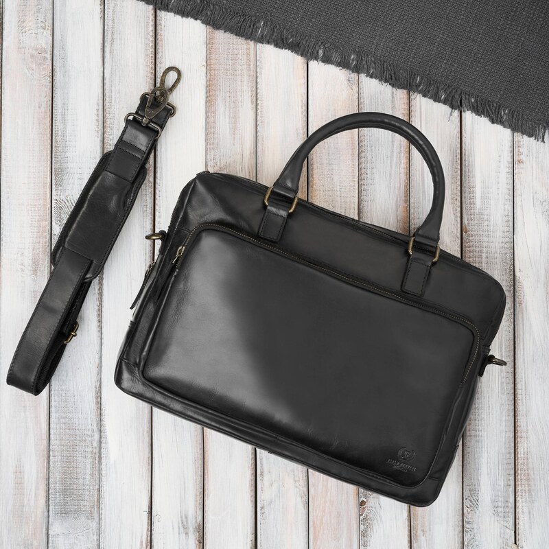 Paolo Peruzzi Pánska kožená taška cez rameno na notebook | čierna IM 66211699