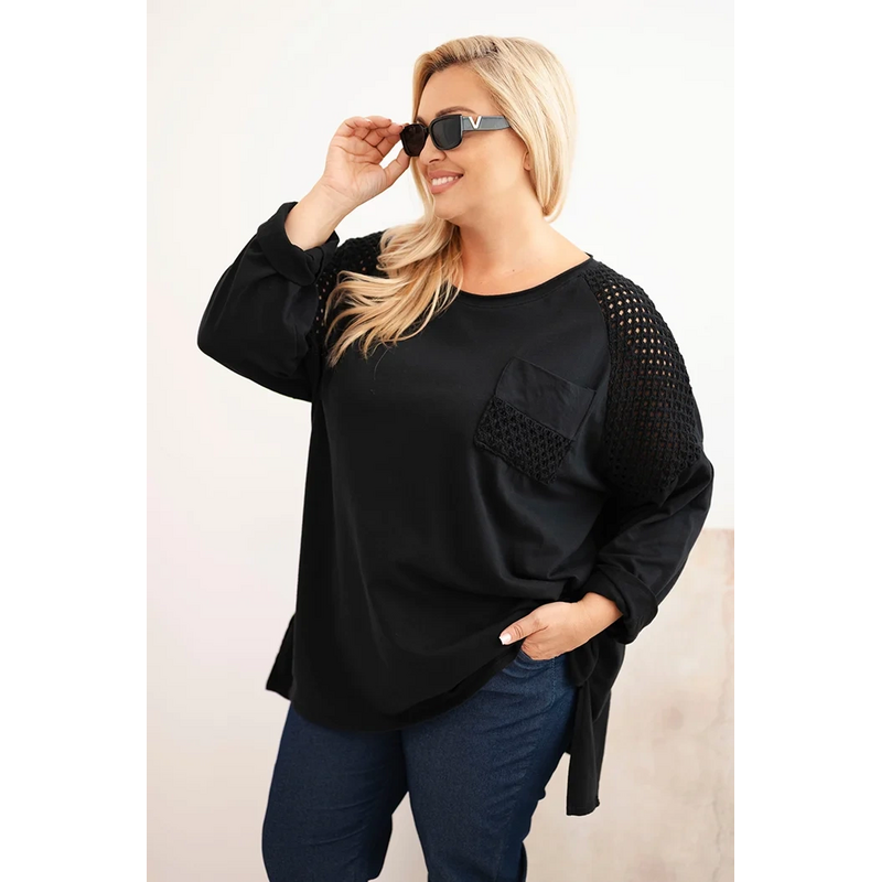 Kesi Dámska blúzka Plus Size bavlnená s potlačou bordová 66644729