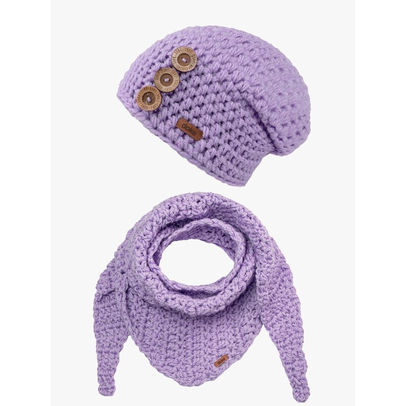 DOKE Set háčkovaná čepice B nature flieder 66598438