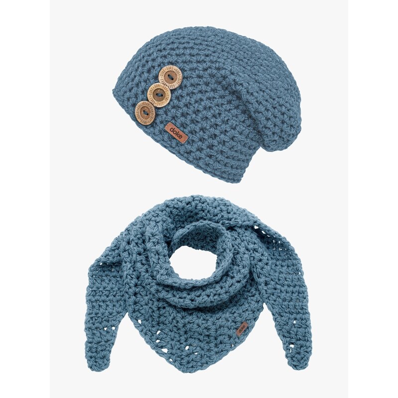 DOKE Set háčkovaná čiapka B nature lagune 67658848