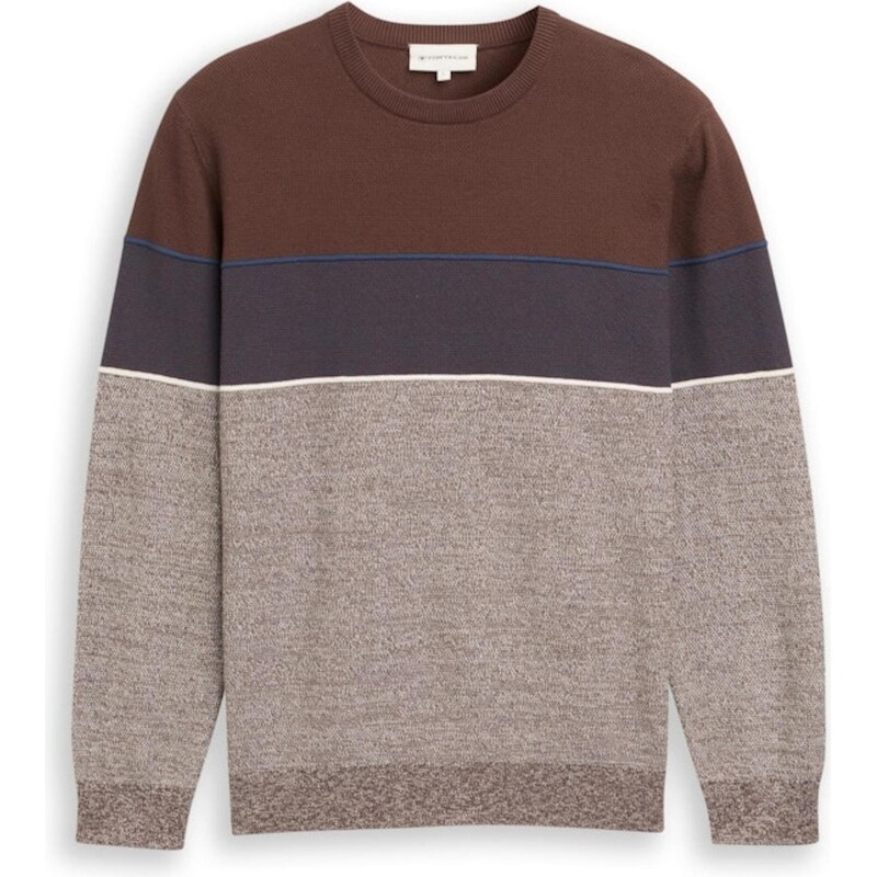 TOM TAILOR Sveter námornícka modrá / hnedá / tmavohnedá / hnedá 66222402