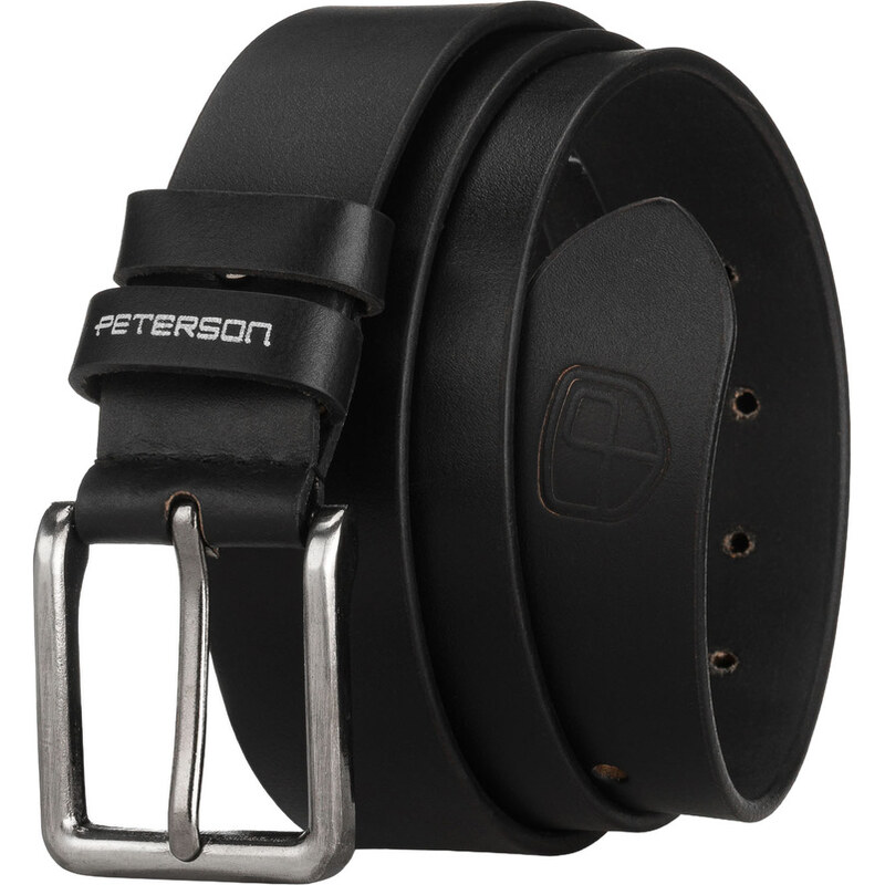 Pánsky čierny kožený opasok s klasickou prackou – Peterson 66216577