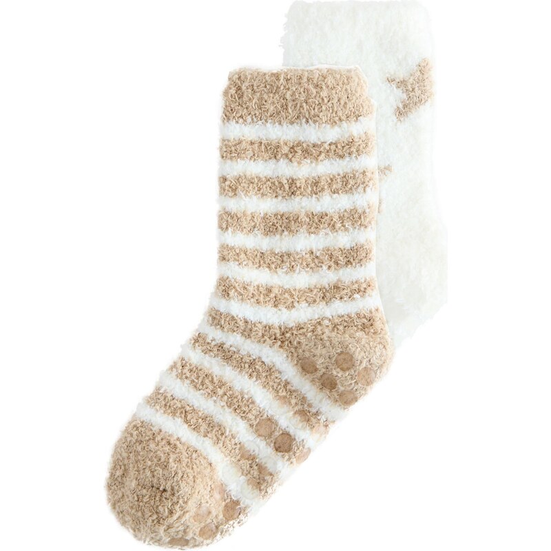 Next Ponožky farba ťavej srsti / biela 66222514