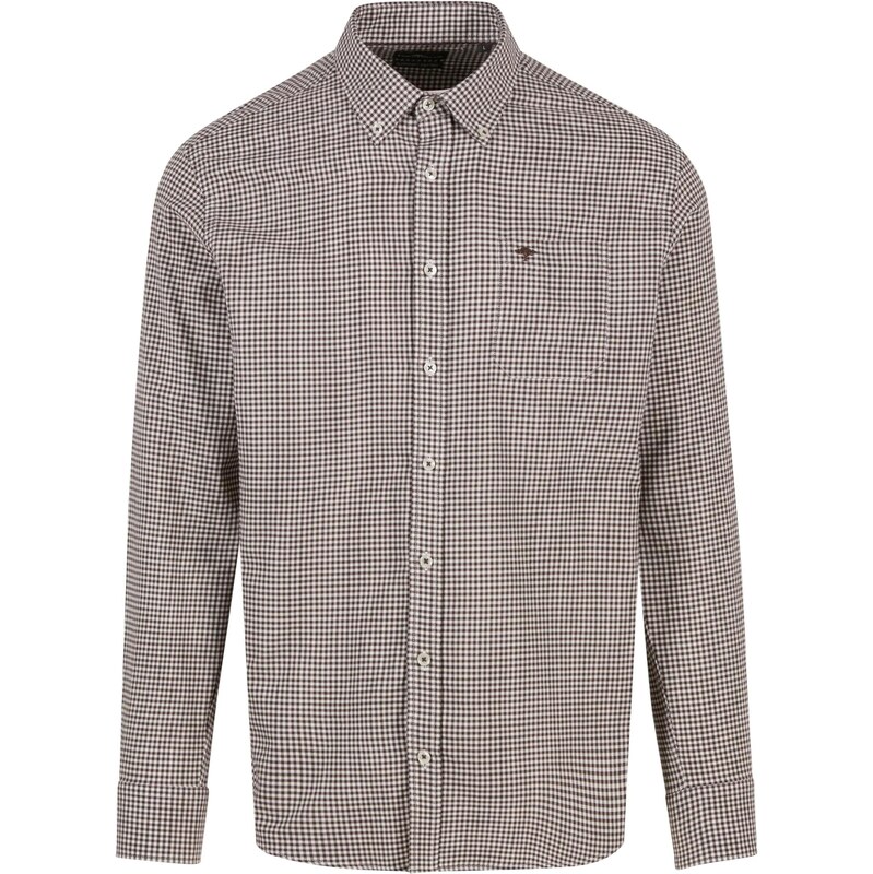 FYNCH-HATTON Košeľa Vichy Check tmavohnedá / biela 66222565