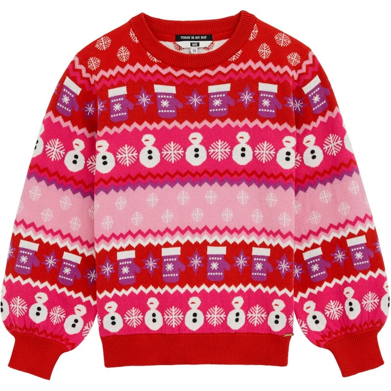 WE Fashion Sveter fialová / ružová / červená / biela 66222571