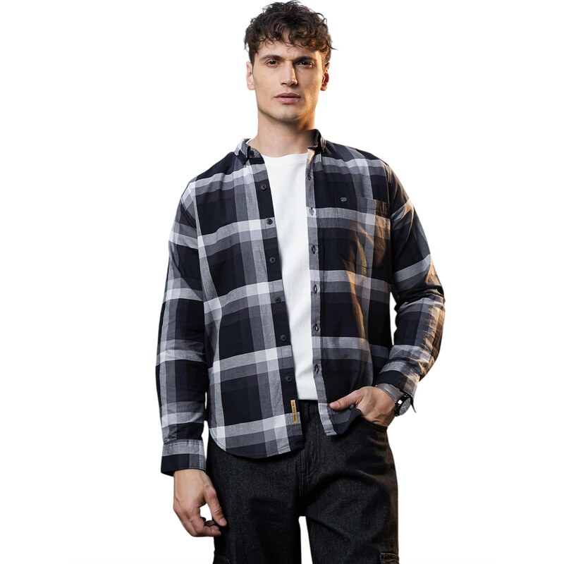 Campus Sutra Košeľa Shiloh sivá / svetlosivá / čierna / biela 66222599