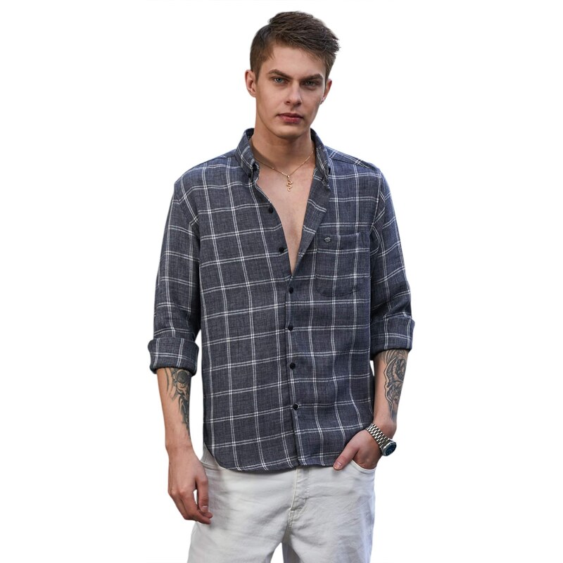 Campus Sutra Košeľa Jayleen antracitová / svetlosivá 66222626