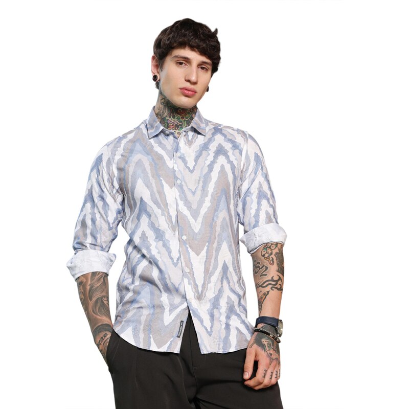 Campus Sutra Košeľa Kyra tmavobéžová / opálová / modrá denim / biela 66222634