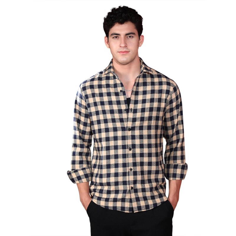 Campus Sutra Košeľa Malaysia béžová / námornícka modrá 66222643