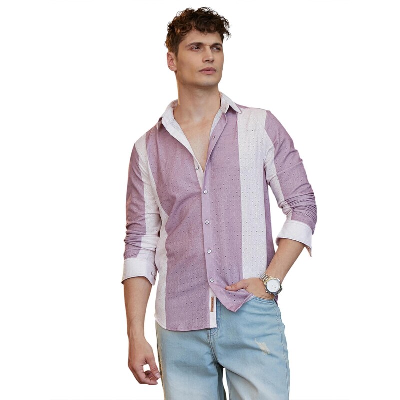 Campus Sutra Košeľa Sasha svetlofialová / biela 66222644