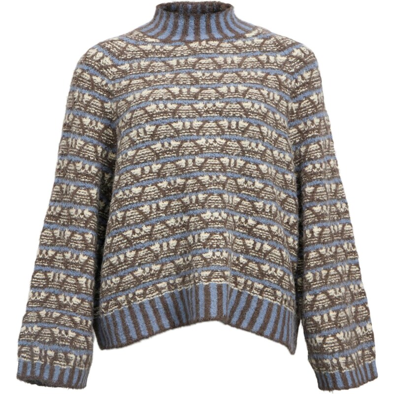 OBJECT Sveter OBJNUNU tmavohnedá / levanduľová / prírodná biela 66223006