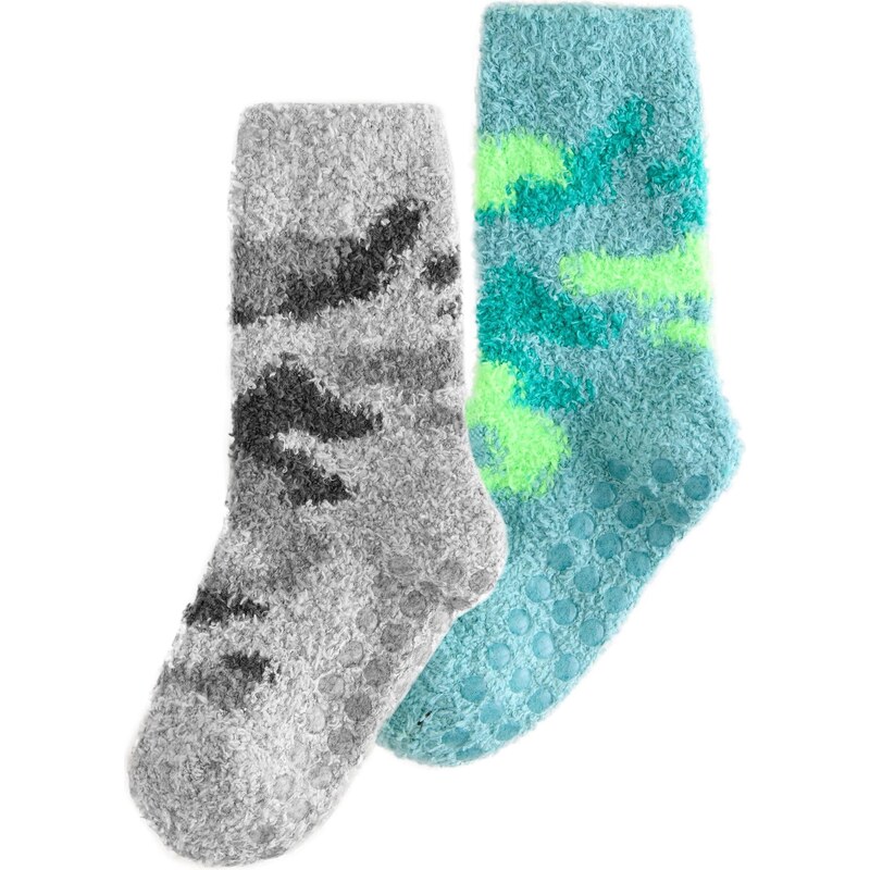 Next Ponožky sivá / tmavosivá / neónovo zelená / tmavozelená 66223020