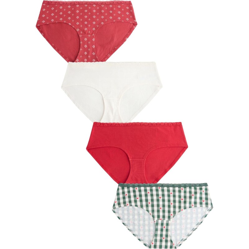 Next Nohavičky tmavozelená / červená / pastelovo červená / biela 66223016