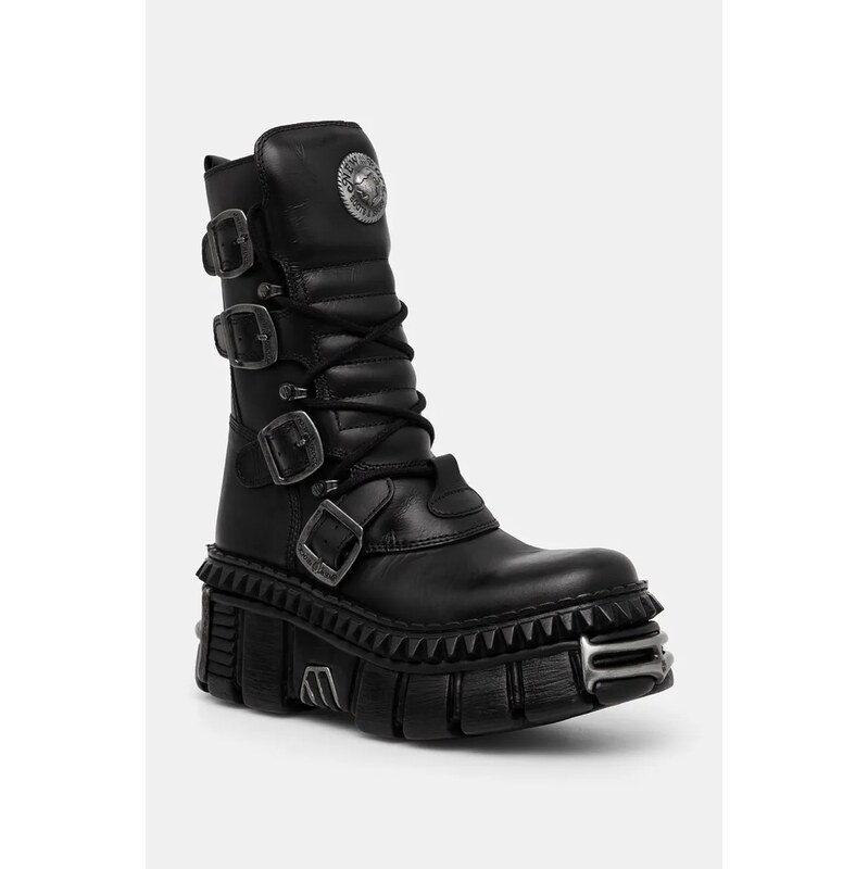 Kožené členkové topánky New Rock ITALI NEGRO NOMADA + TOWER CASCO + 58129953