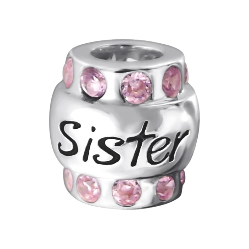 MAJYA MAY STORY strieborný korálik SISTER s ružovými zirkónmi 11925 66409503