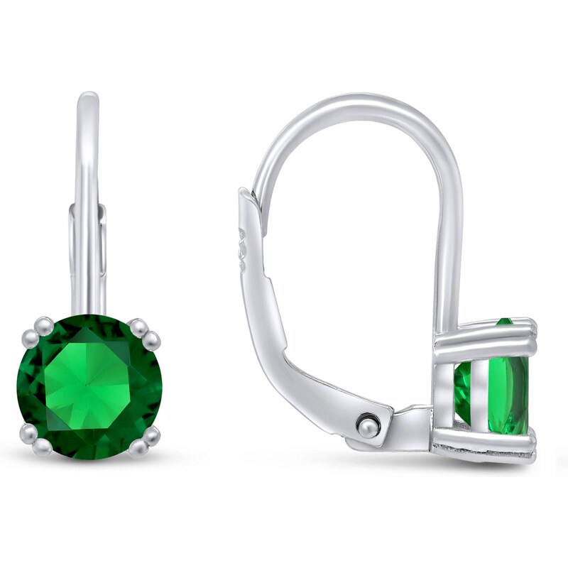 Brilio Silver Visiace strieborné náušnice so zelenými zirkónmi 66585415