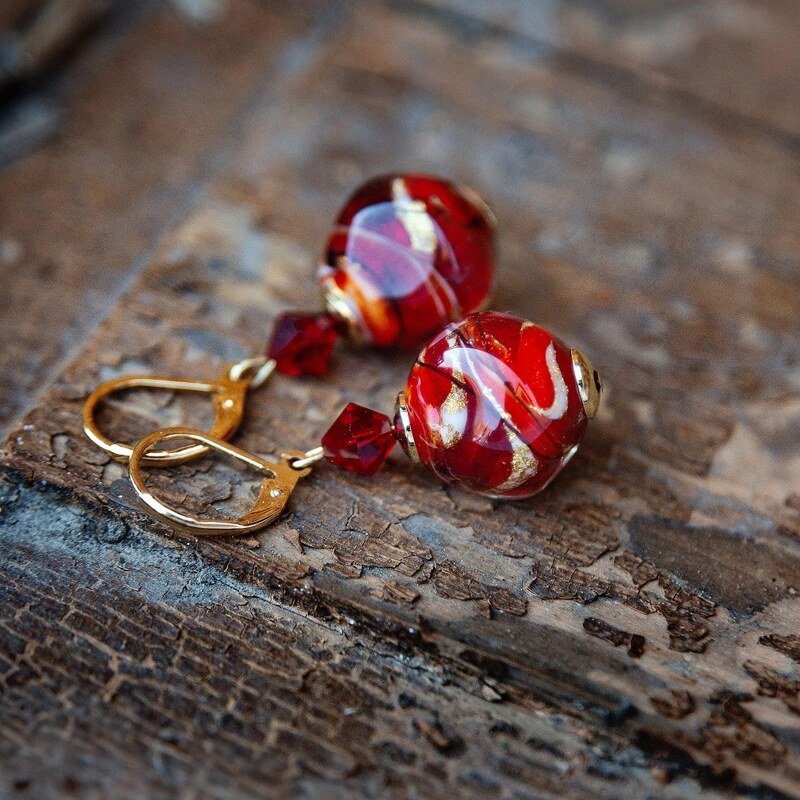 Lampglas Náušnice s 24-karátovým zlatom v perlách Lampglas Cherry 66589358