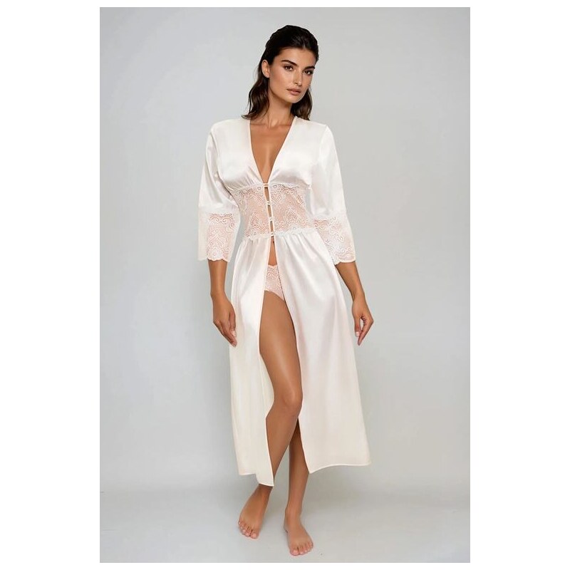 Kalimo Saténový župan s čipkovými šortkami Mindanao ecru 9118517