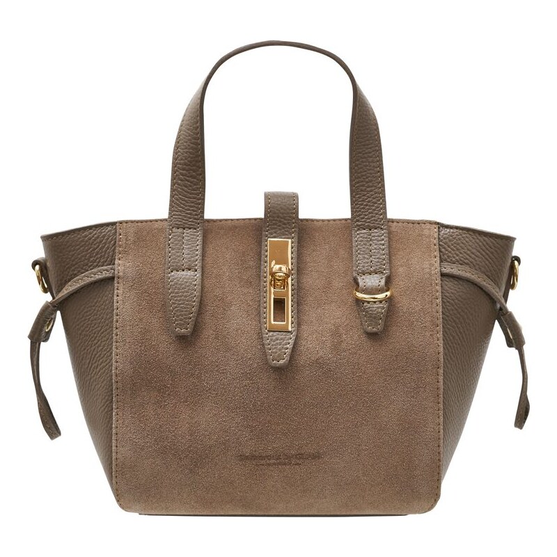 Glamorous by GLAM Dámská kožená kabelka do ruky z broušené kůže taupe 66225174