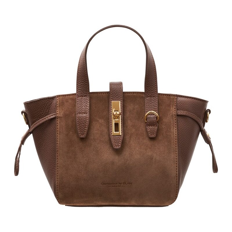 Glamorous by GLAM Dámská kožená kabelka do ruky z broušené kůže hnědá 66225173