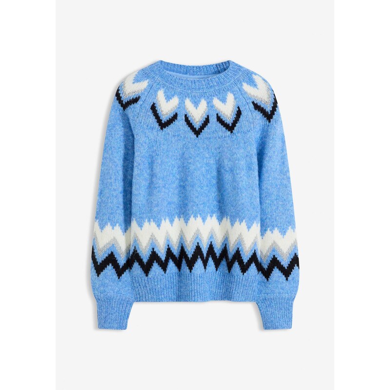 bonprix Nórsky pulóver s ligotavými pásikmi, farba modrá 66225307