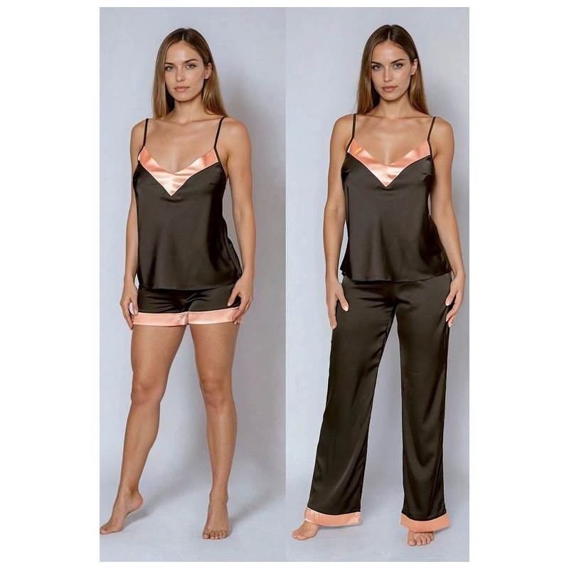 Kalimo Trojdielny saténový komplet Sula čierny 43538698