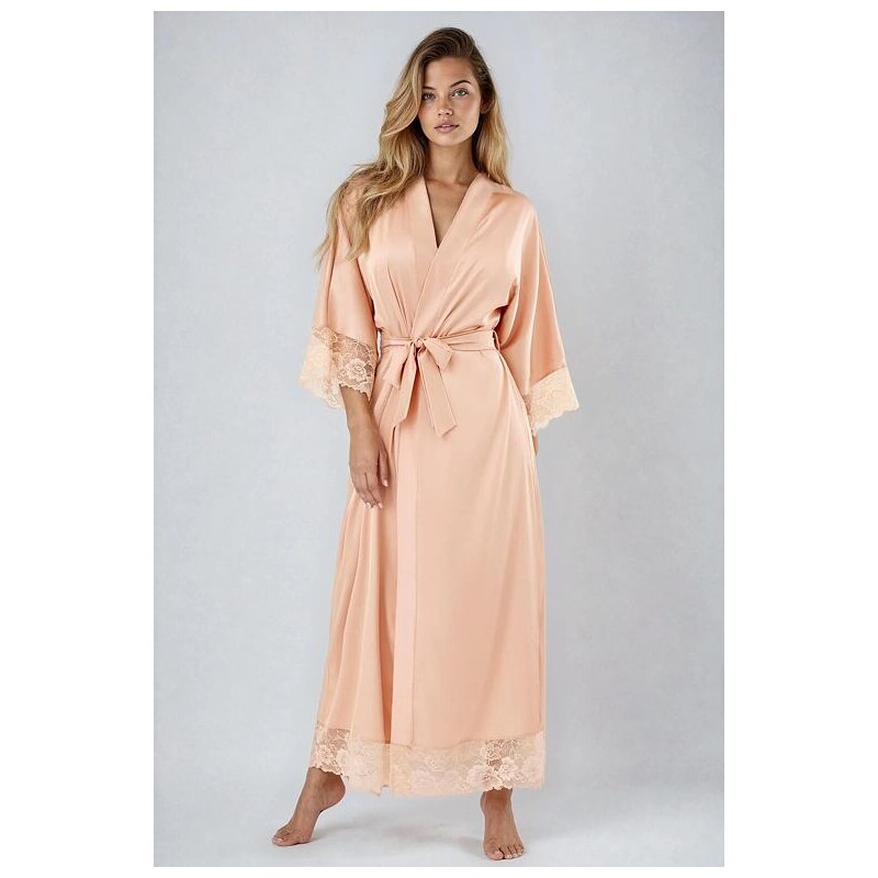 Kalimo Dlhý saténový župan Sumatra béžový 65257722