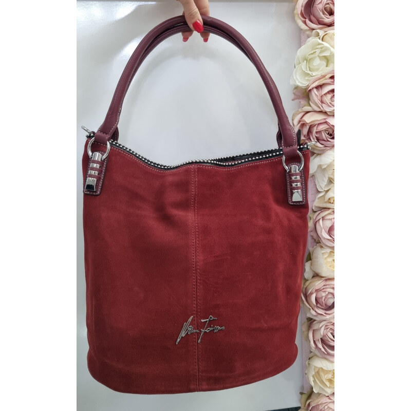 Katrins Fashion Bordová Kabelka z brúsenej kože Valina Fab 66228803