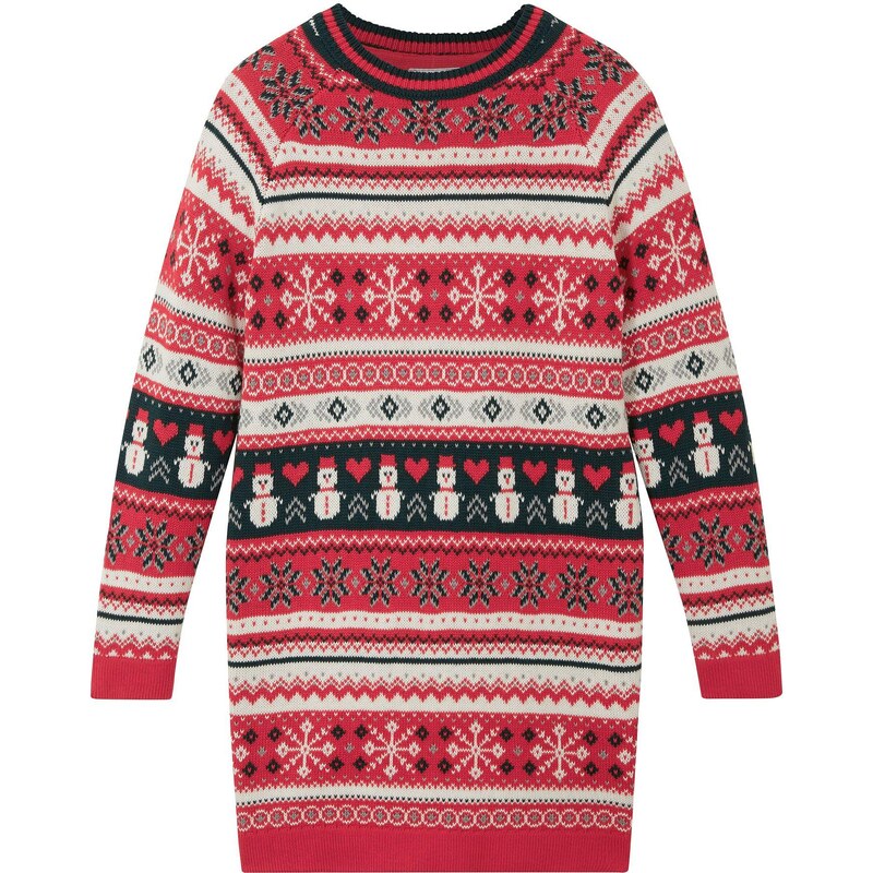 bonprix Pletené šaty s vianočným motívom, farba červená 44734183