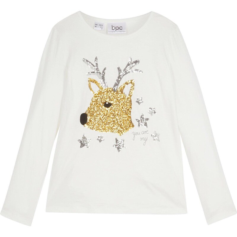 bonprix Tričko s dlhým rukávom a bio bavlnou, farba biela 47897634