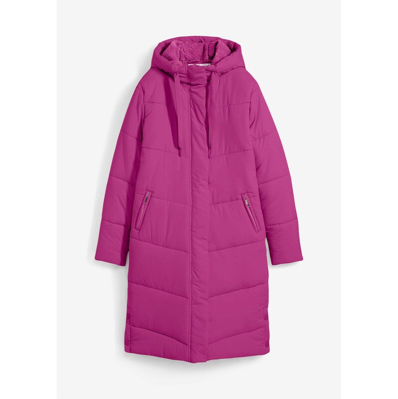 bonprix Prešívaný kabát s kožušinkovou podšívkou na kapucni, farba 66229706