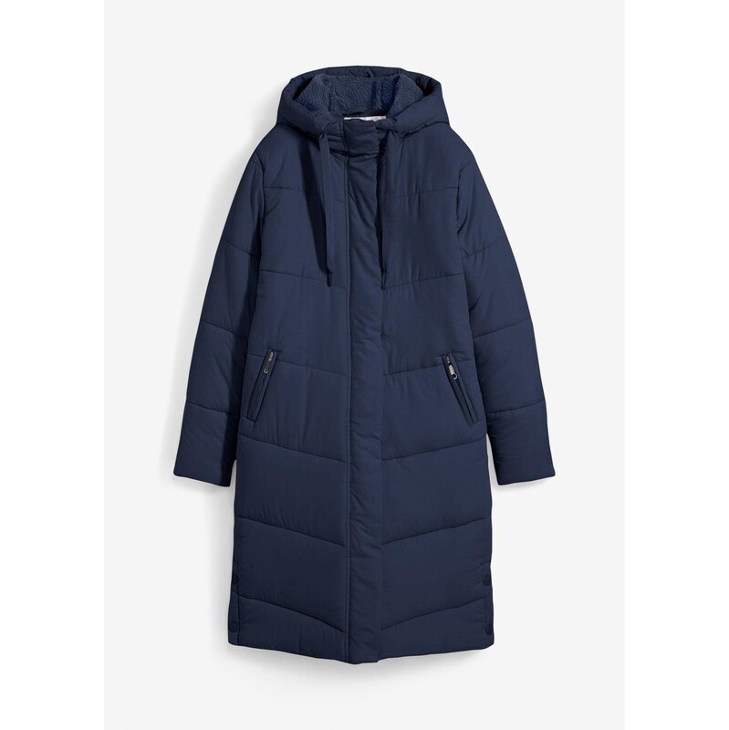 bonprix Prešívaný kabát s kožušinkovou podšívkou na kapucni, farba 66229707