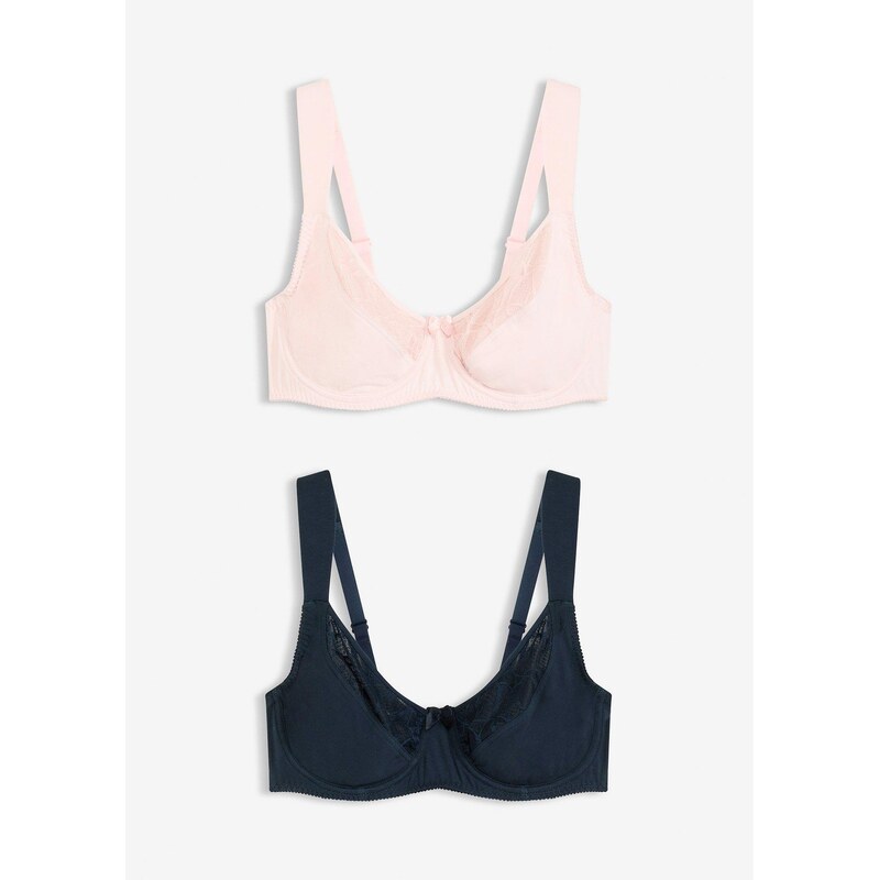 bonprix Podprsenka s kosticami (2 ks), s bio bavlnou a čipkou, farba 66229805