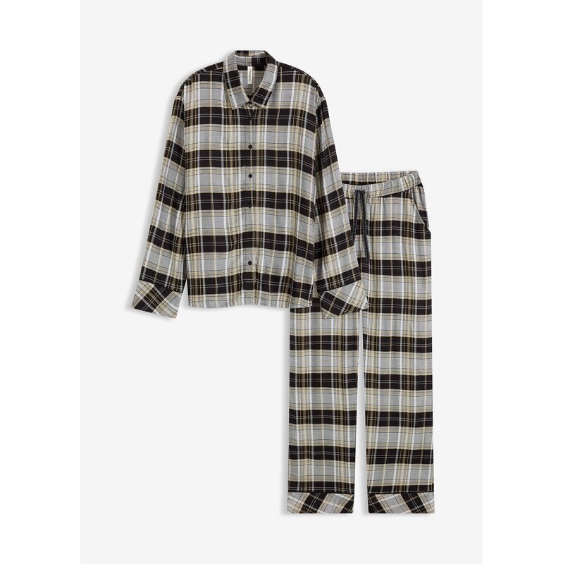 bonprix Tkané flanelové pyžamo, farba čierna 66229854