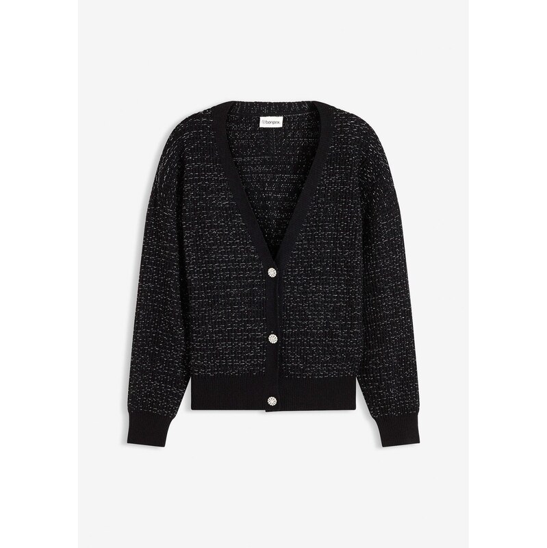 bonprix Pletený sveter z padavého viskózového mixu, farba čierna 66229911