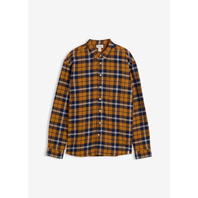 bonprix Flanelová košeľa s teplou flísovou podšívkou, farba modrá 66229926