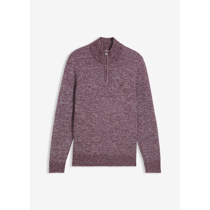 bonprix Pulóver s golierom s čistou bavlnou, farba hnedá 66229939