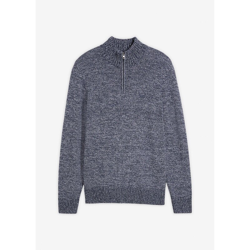 bonprix Pulóver s golierom s čistou bavlnou, farba modrá 66229940