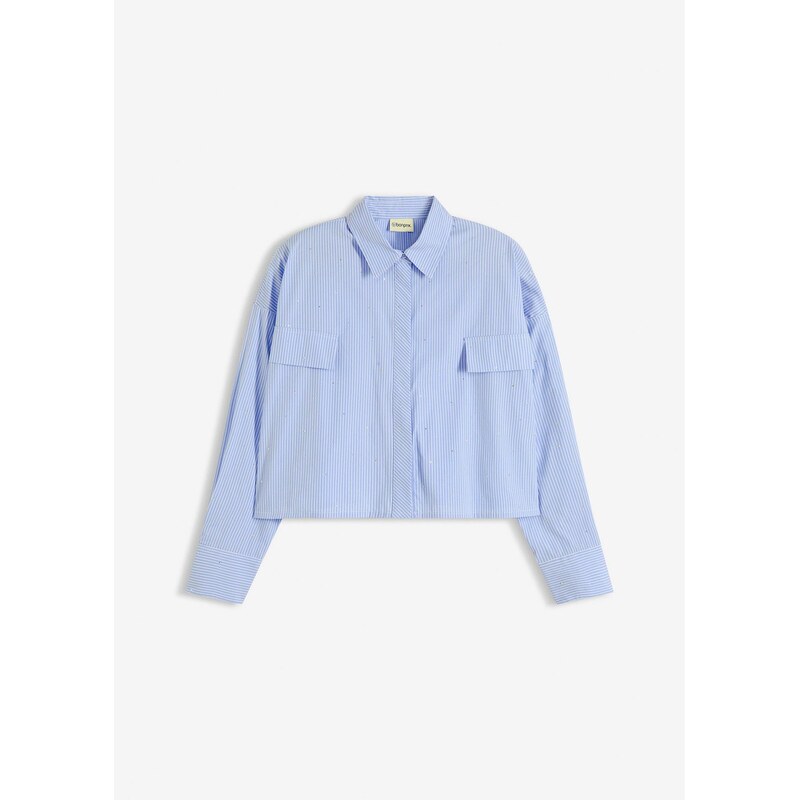 bonprix Blúzka oversize z bavlneného mixu, farba modrá 66229955