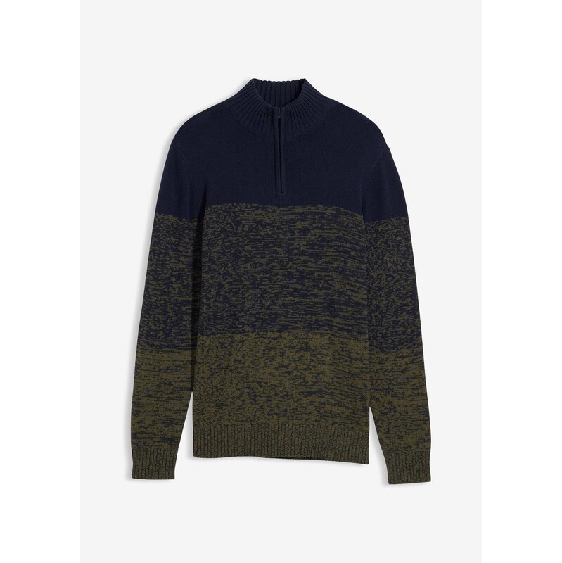 bonprix Pletený pulóver z mäkkého bavlneného mixu, farba modrá 66229953