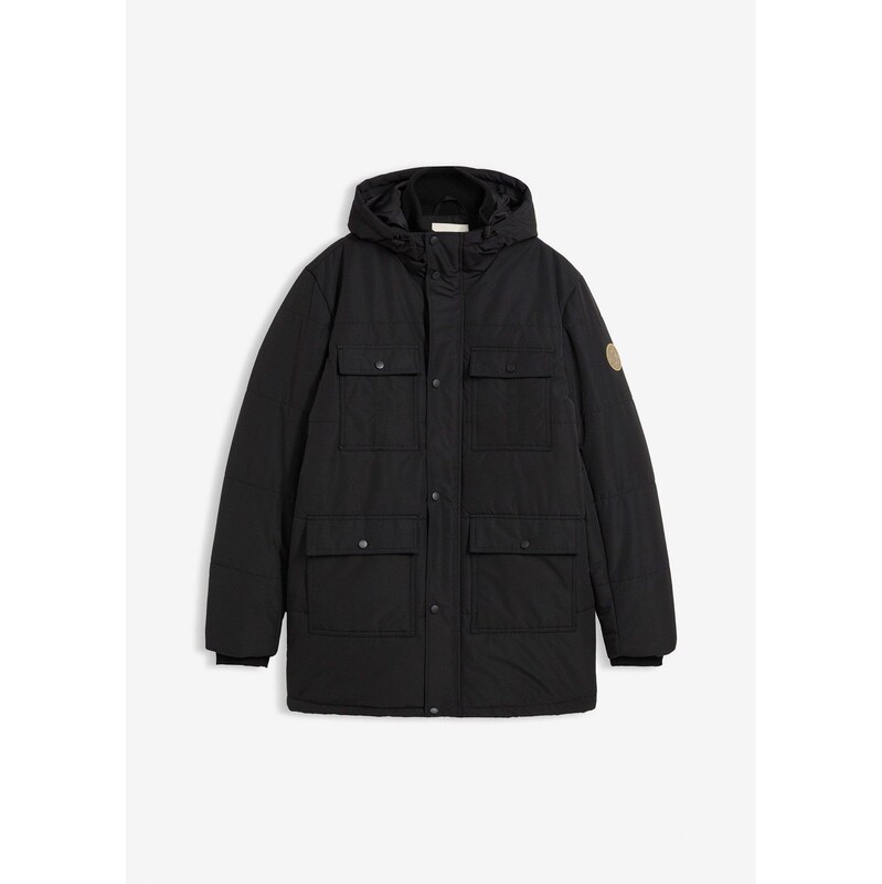 bonprix Nepremokavá funkčná prešívaná bunda parka, farba čierna 66229952