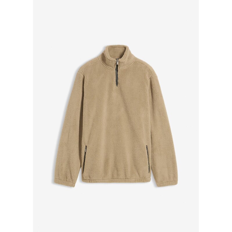 bonprix Pulóver z flísovej kožušinky s praktickými vreckami na zips, 66229974