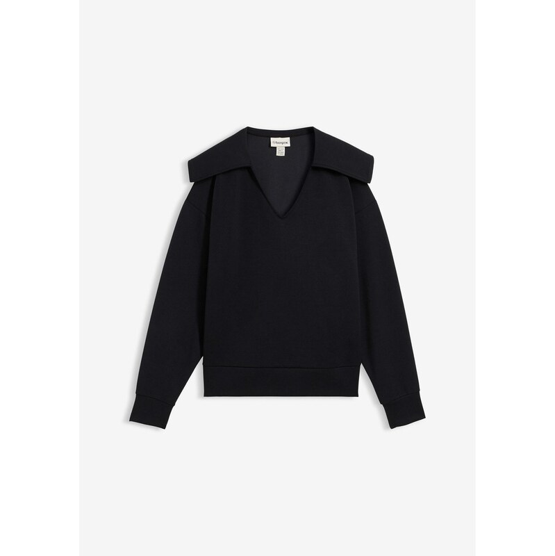 bonprix Mikina so širokým golierom z viskózového mixu, farba čierna 66229970