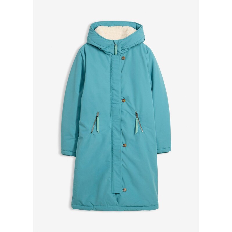 bonprix Zimný kabát s kožušinou na kapucni, farba modrá 66229983