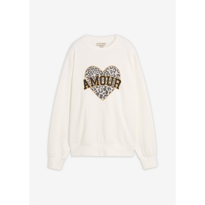 bonprix Oversize-mikina z bavlneného mixu, farba biela 66229981