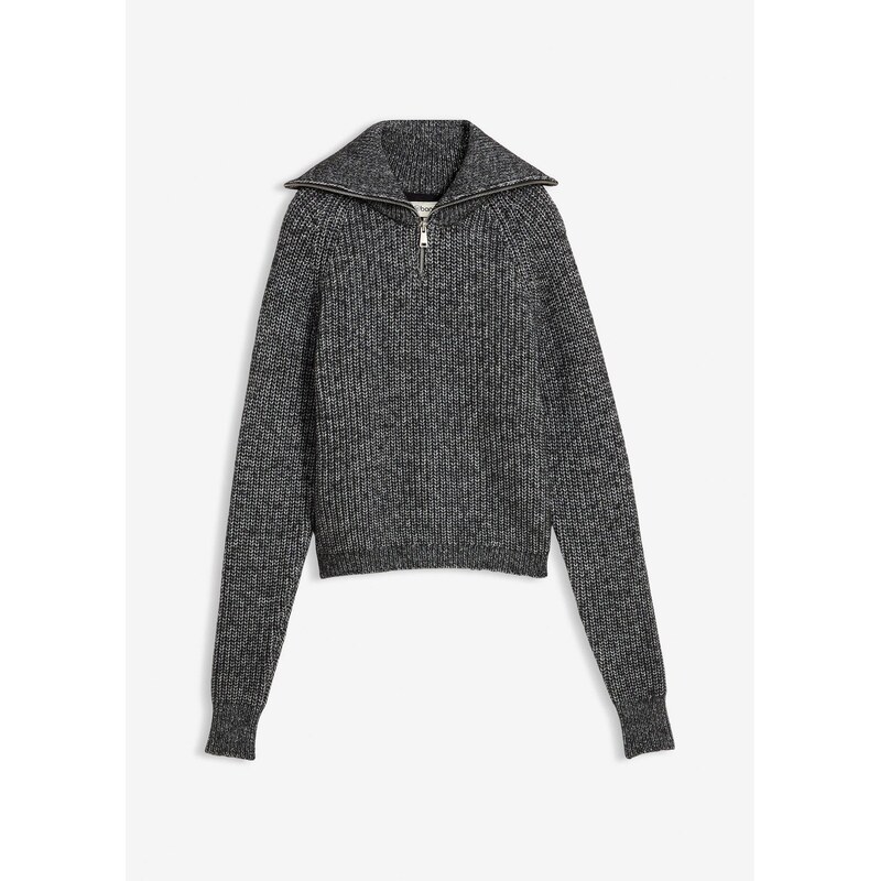 bonprix Pulóver s golierom na zapínanie, z mäkkého vlneného mixu, 66229990