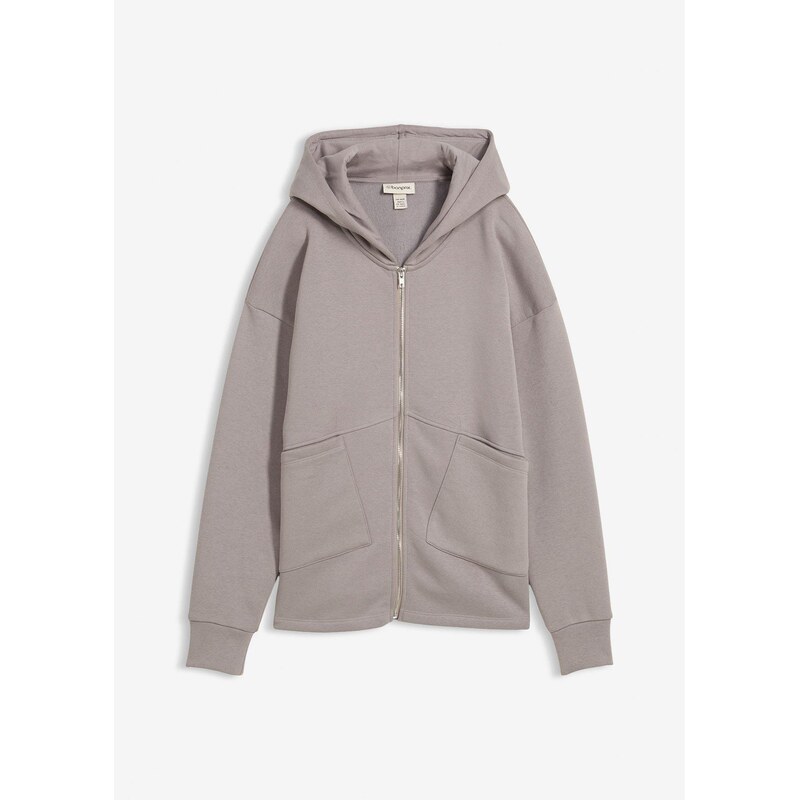 bonprix Mikinová bunda, oversize, farba šedá 66230113