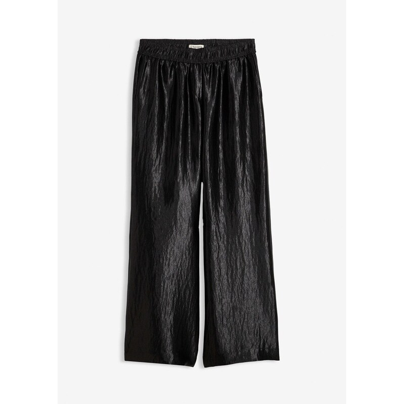 bonprix Palazzo nohavice, satánové, s pohodlným pásom, farba čierna 66230151